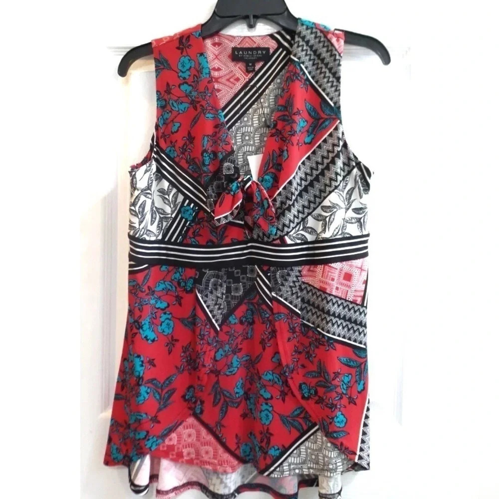 Shelli Segal Tie Front Sarong Ruffle Tank Top Tee